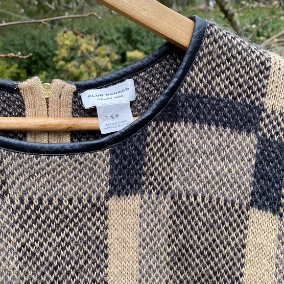 Club Monaco short leather sleeved sweater. - Picture 4 of 6